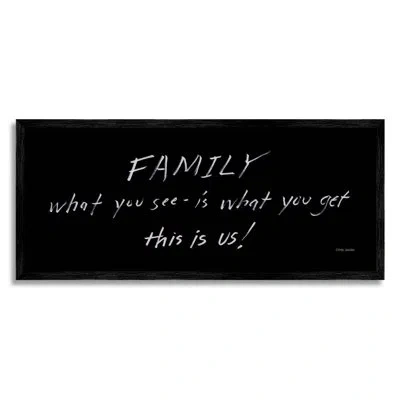 Stupell Industries Family This Is Us Chalkboard Writing Style Phrase By Cindy Jacobs - Floater Frame Textual Art On Woo In Midnight Black Framed Giclee