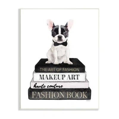Stupell Industries Fancy Boston Terrier Bookcase Dog Fashion Apparelwhite Framed Giclee Texturized Art By Amanda Greenw In Wall Plaque