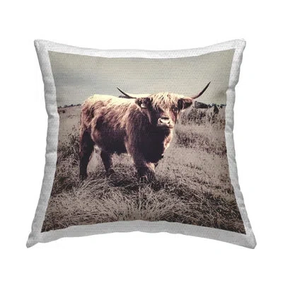 Stupell Industries Farm Cattle Rustic Vintage Styling Muted Tones Outdoor Printed Pillow By Sd Graphics Studio In Brown