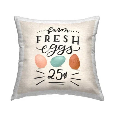 Stupell Industries Farm Fresh Eggs Easter Sign Outdoor Printed Pillow By Loni Harris In Black;brown;pink