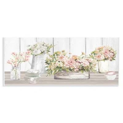Stupell Industries Farm Table Bouquet Still Life Lush Pink Florals In Off-white