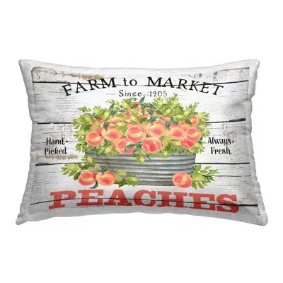 Stupell Industries Farm To Market Peaches Outdoor Printed Pillow By Creatif Belle In Pink