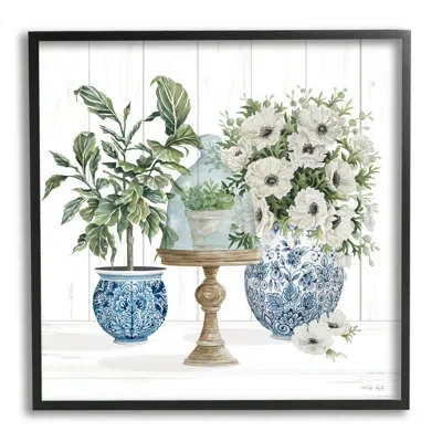 Stupell Industries Farmhouse Blooms Anemone Flowers By Cindy Jacobs - Floater Frame Graphic Art On Wood In Midnight Black Framed Giclee