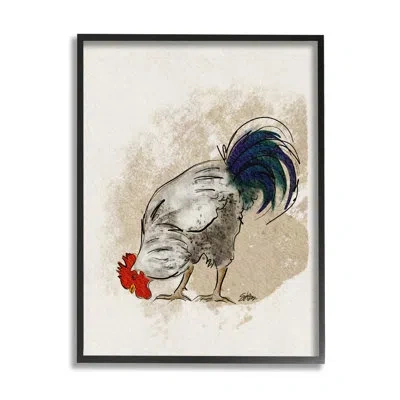 Stupell Industries Farmhouse Chicken Country Animal By Shanda Louis - Floater Frame Graphic Art On Wood In Midnight Black Framed Giclee