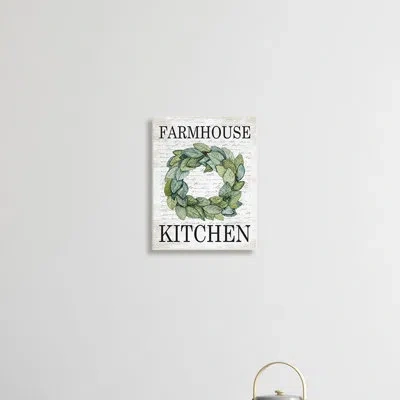 Stupell Industries Farmhouse Kitchen Phrase Tree Leaf Wreath Soft Script By Lettered And Lined In Wood