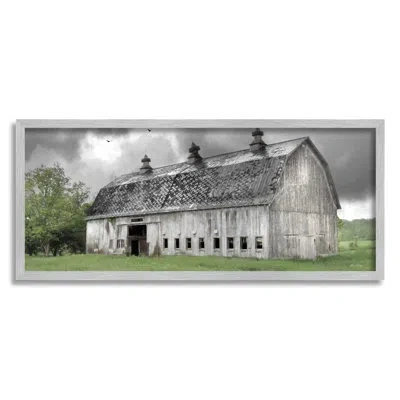Stupell Industries Farmland Barn Overhead Clouds By Lori Deiter - Floater Frame Photograph On Wood In Farmhouse Gray Framed Giclee