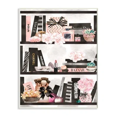 Stupell Industries Fashion Bookshelf Glam Cosmetic Accessories And Books In Wall Plaque