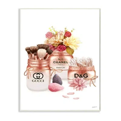 Stupell Industries Fashion Cosmetic Jars And Floral Bouquet By Ziwei Li - Print In Multi