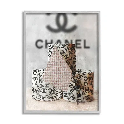 Stupell Industries Fashion Forward Toilet Paper Designer Detail By Ziwei Li - Floater Frame Graphic Art On Wood In Black;white;gray