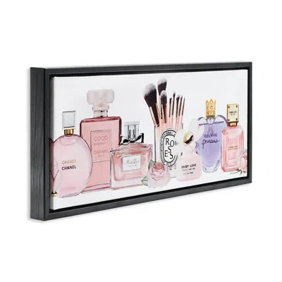 Stupell Industries Fashion Fragrance Glam Accessories  Floater Canvas Wall Art By Amanda Greenwood In Jet Black Floater Frame