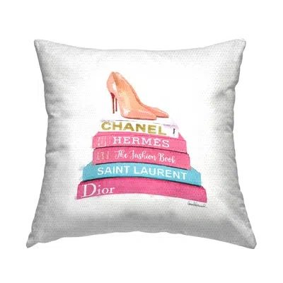 Stupell Industries Fashion Heels Bookstack Outdoor Printed Pillow By Amanda Greenwood