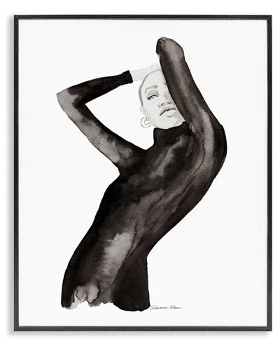 Stupell Industries Fashion Illustration Girl Framed Giclee Art In Black