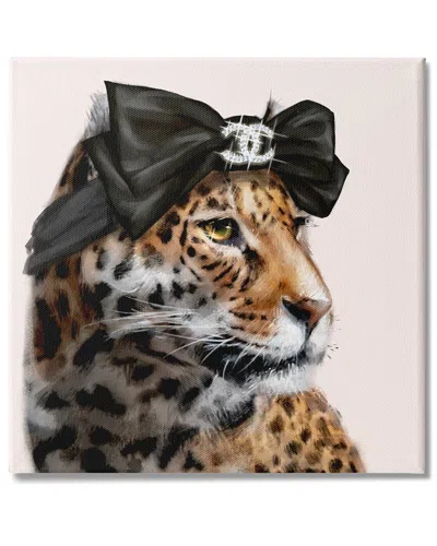 Stupell Industries Fashion Leopard Chic Animal Black Bow Glam Stretched Canvas Wall Art By Ziwei Li