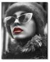 Stupell Industries Fashion Woman Red Lips Glam Sunglasses Fur Coat Stretched Canvas Wall Art By Ziwei Li In Grey