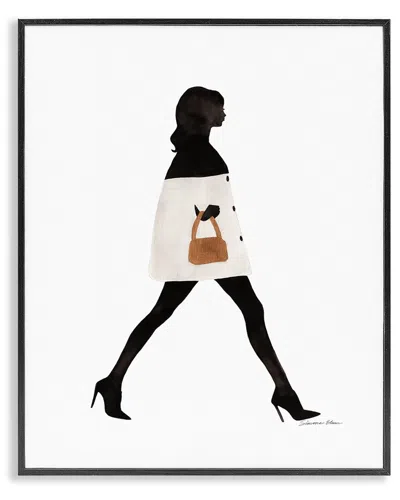 Stupell Industries Fashionable Girl Walking Framed Giclee Art In Multi