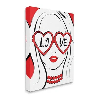 Stupell Industries Fashionable Heart Sunglasses Love Design Trendy Woman By Martina Pavlova - Floater Frame Graphic Art In Wrapped Canvas
