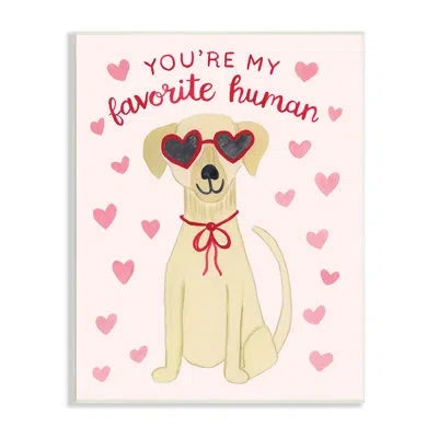 Stupell Industries Favorite Human Dog Pink Hearts Wearing Sunglasses By Heather Strianese - Painting In Wall Plaque