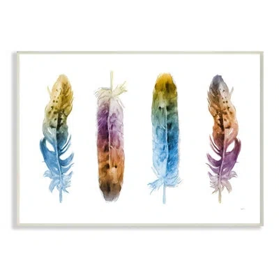 Stupell Industries 'feathers In Watercolor Design' By Third And Wall - Painting Print In White Wood Plaque