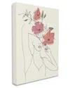 Stupell Industries Female Linework Portrait Blooming Floral Sketch Stretched Canvas Wall Art By Melissa Wang In Beige