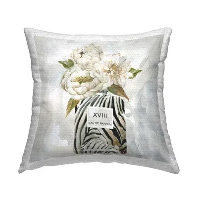 Stupell Industries Feminine Blossoms Perfume Outdoor Printed Pillow By Carol Robinson In Gray