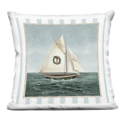 Stupell Industries Festive Winter Sailboat Decorative Printed Throw Pillow, Design By Danielle Murray In Green