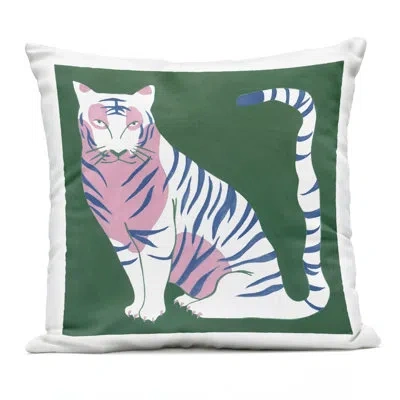 Stupell Industries Fierce Modern Tiger Design By Melissa Wang Outdoor Printed Pillow In Green