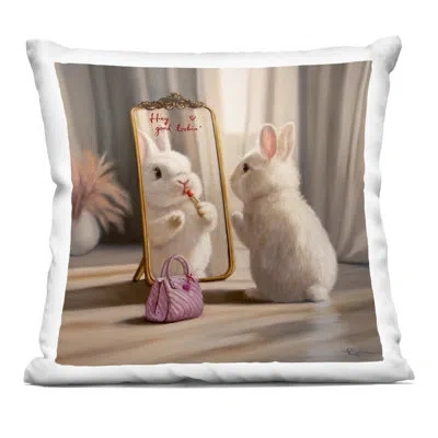 Stupell Industries Final Touch Makeup Bunny Decorative Printed Throw Pillow, Design By Lucia Heffernan, 18 X 7 X 18 In Beige