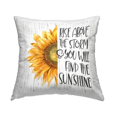 Stupell Industries Find The Sunshine Rustic Sunflower Uplifting Phrase Outdoor Printed Pillow By Patricia Pinto In Black;yellow
