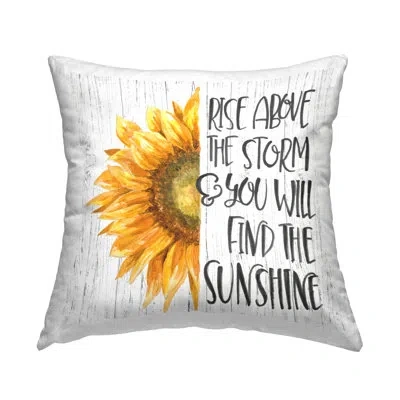 Stupell Industries Find The Sunshine Rustic Sunflower Uplifting Phrase Printed Throw Pillow Design By Patricia Pinto In Beige