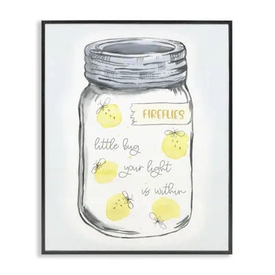 Stupell Industries Firefly Light Phrase Giclee Art By Connie Resch In Midnight Black Framed Giclee
