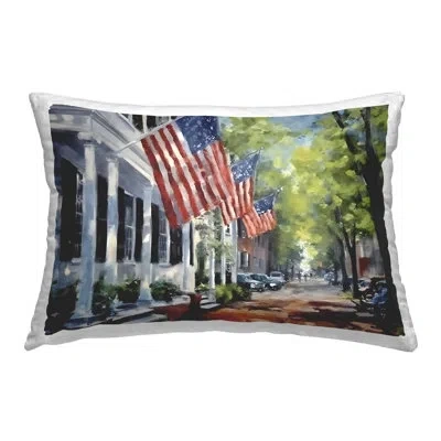 Stupell Industries Flag Lined Building Decorative Printed Throw Pillow Design By Petal Prints Design In Red