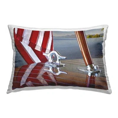 Stupell Industries Flag On Boat Hull Printed Outdoor Throw Pillow Design By Dennis Frates In Red