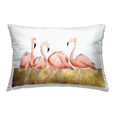 Stupell Industries Flamingos With Glam Detail Outdoor Printed Pillow By Michael Willett In Pink