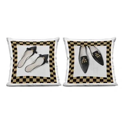 Stupell Industries Flats & Sliders Shoes 2 Piece Decorative Printed Throw Pillow Set, Design By Lorenzo Collective, 18  In Black