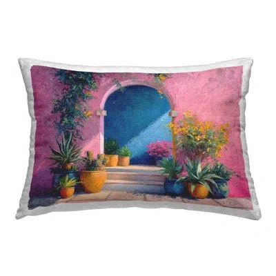 Stupell Industries Floral Arched Doorway Outdoor Printed Pillow By Imagine It Images In Pink