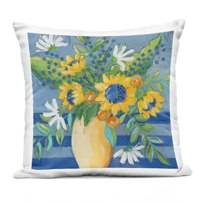 Stupell Industries Floral Bursts Among Blue Outdoor Printed Pillow, Design By Krinlox, 18 X 7 X 18
