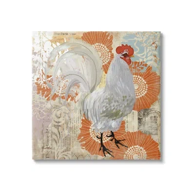 Stupell Industries Floral Chicken Kitchen Collage By Evelia Designs - Wrapped Canvas Graphic Art In White;beige;orange