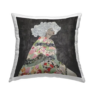 Stupell Industries Floral Dress Woman Decorative Printed Throw Pillow Design By Coco Good In Gray