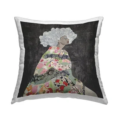 Stupell Industries Floral Dress Woman Printed Outdoor Throw Pillow Design By Coco Good In Gray