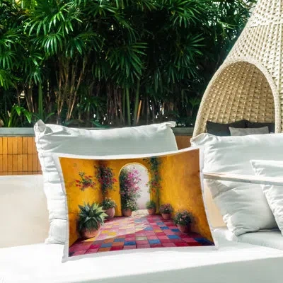 Stupell Industries Floral Hacienda Archway Outdoor Printed Pillow By Imagine It Images In Yellow