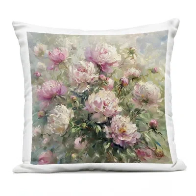 Stupell Industries Floral Peony Bunches Outdoor Printed Pillow, Design By Lsr Creative Studio In Green