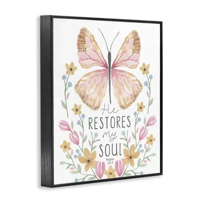 Stupell Industries Floral Restores My Soul Giclee Art By Blue Chair Blessing In Midnight Black Framed Giclee