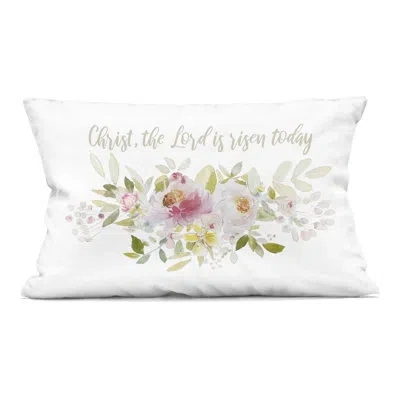 Stupell Industries Floral The Lord Is Risen Decorative Printed Throw Pillow, Design By Patricia Pinto In Green