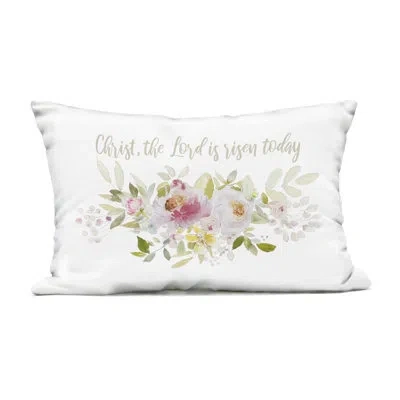 Stupell Industries Floral The Lord Is Risen Outdoor Printed Pillow, Design By Patricia Pinto In Green