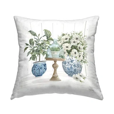 Stupell Industries Flower Arrangement Ornate Vase Printed Throw Pillow Design By Cindy Jacobs In Beige