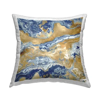 Stupell Industries Flowing Blue Glam Pattern Outdoor Printed Pillow By Danielle Carson In Blue;white;yellow