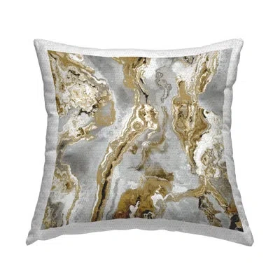 Stupell Industries Flowing Glam Mineral Pattern Outdoor Printed Pillow By Danielle Carson In White;gray;gold