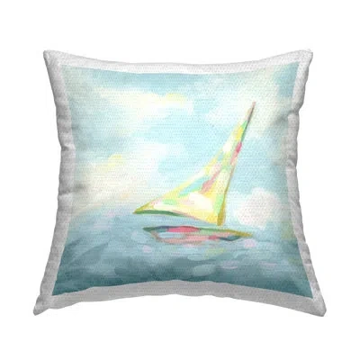 Stupell Industries Flowing Sailboat Abstract Outdoor Printed Pillow By June Erica Vess In Blue