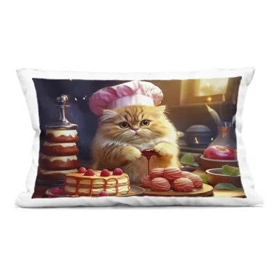 Stupell Industries Fluffy Baker Cat Decorative Printed Throw Pillow Design By Image World In Brown