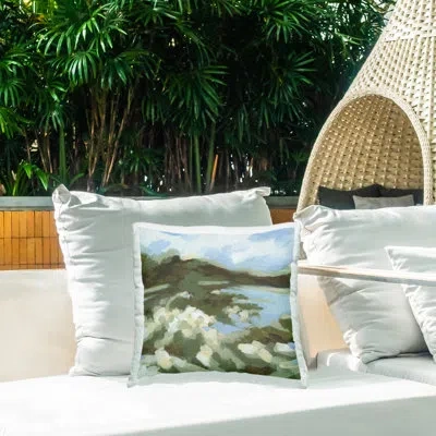 Stupell Industries Fluid Green Seascape Outdoor Printed Pillow By June Erica Vess